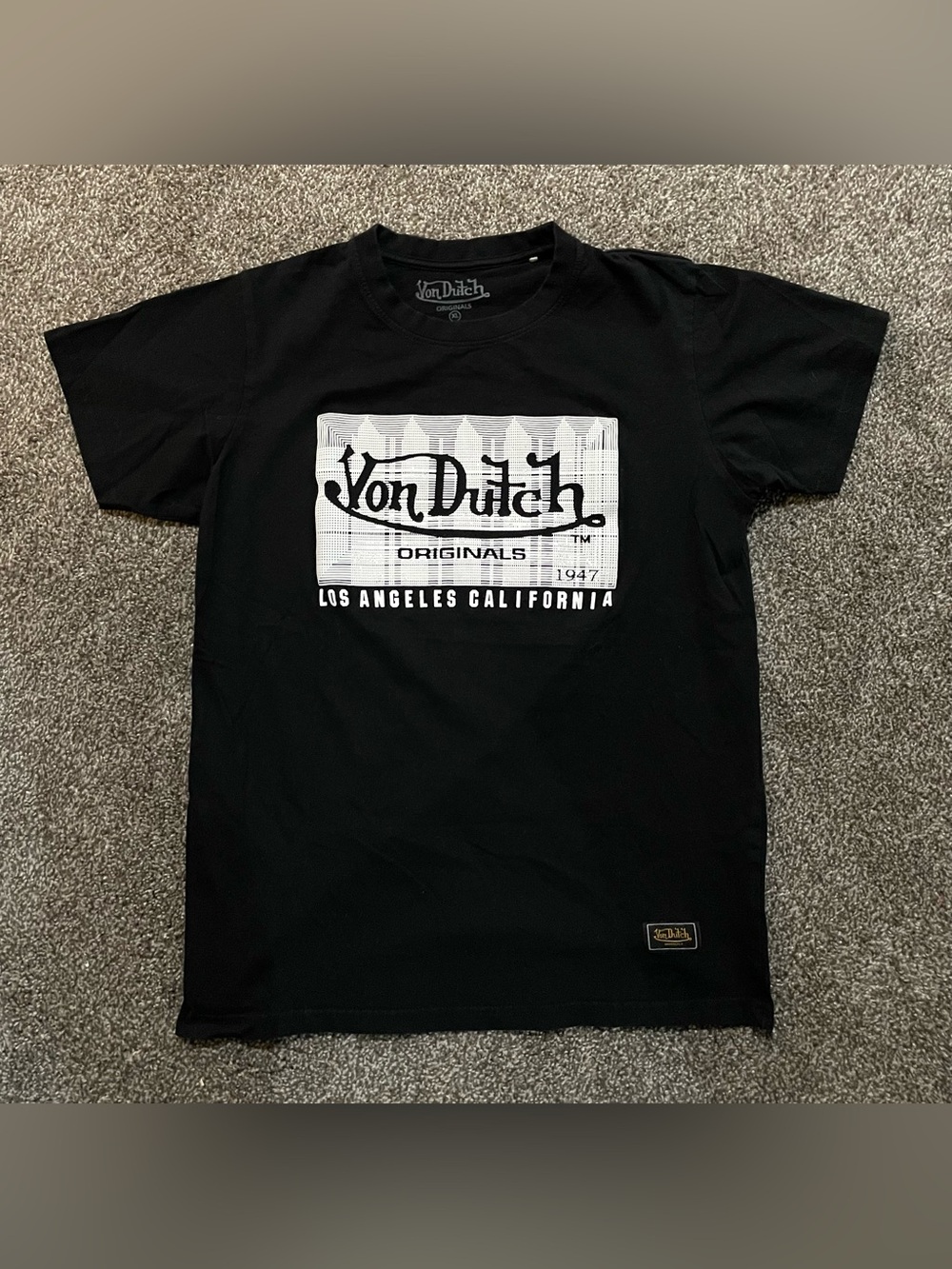 Von Dutch Black T-Shirt with White Logo Panel